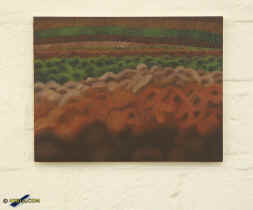 Catherine Hughes: Rolling hills of Home, Oil paint on board. Enlarge Picture
